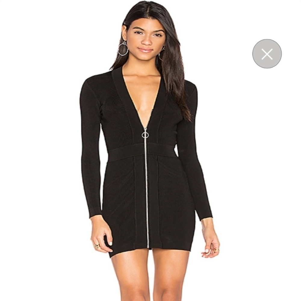 Chic Bandage Bodycon  Black Long Sleeve Dress with Zipper